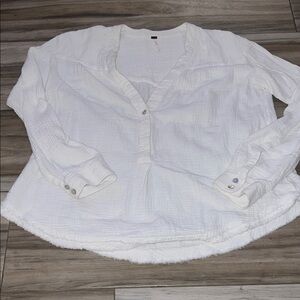 Free People White Gauze cotton Women's Top blouse size large